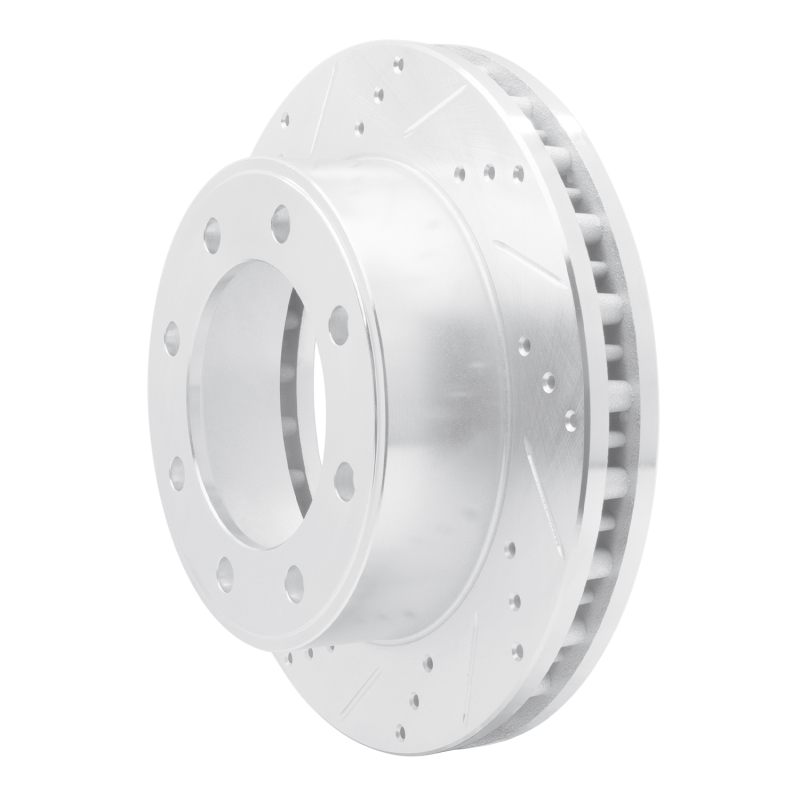 Ford F-250 Super Duty Brake Rotor (1) - Front Left - R1 Concepts - Drilled & Slotted - Silver - `99-`05